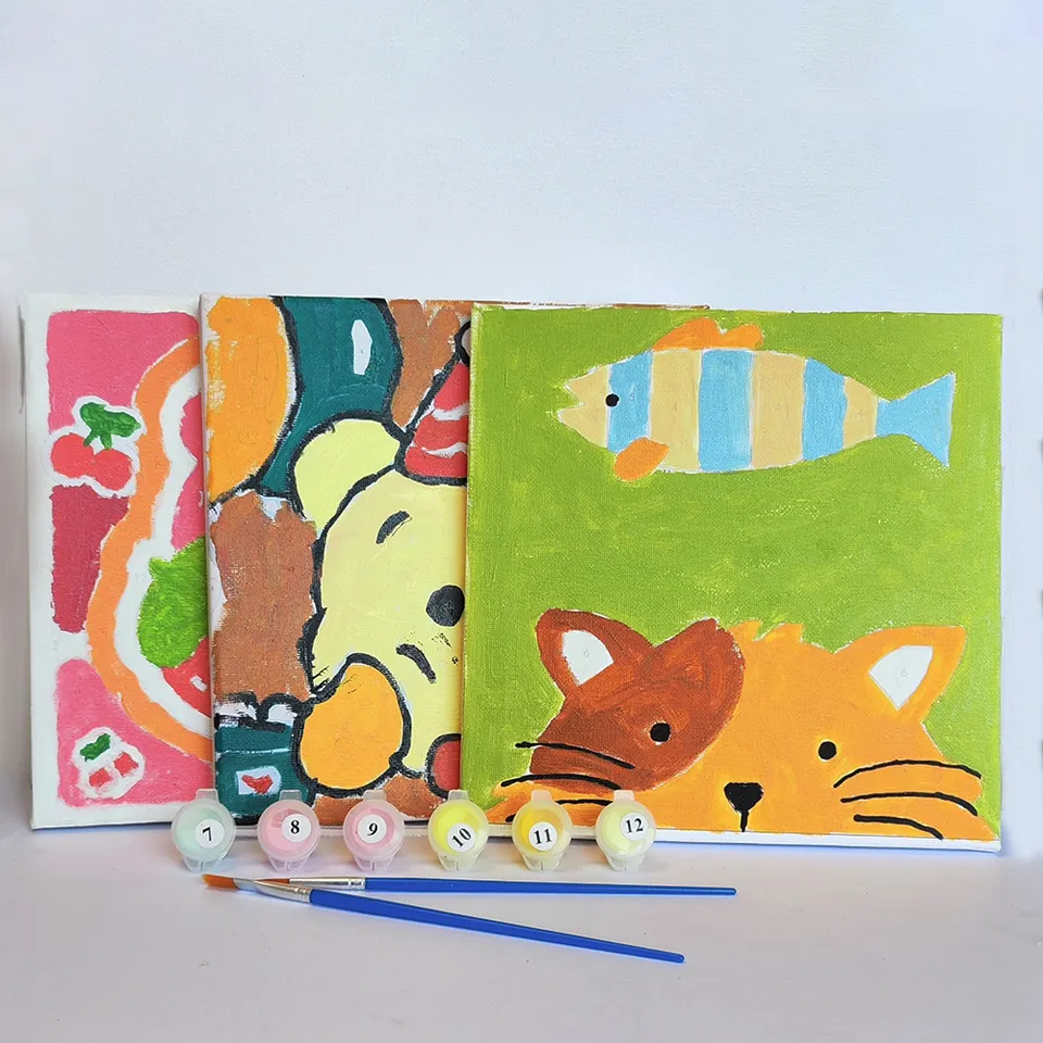 Wholesale DIY 20*20cm drawing hand painted art supplies stretched white blank cotton oil painting canvas frame For Kids