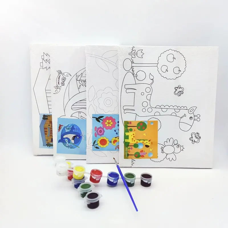 Wholesale DIY 20*20cm drawing hand painted art supplies stretched white blank cotton oil painting canvas frame For Kids