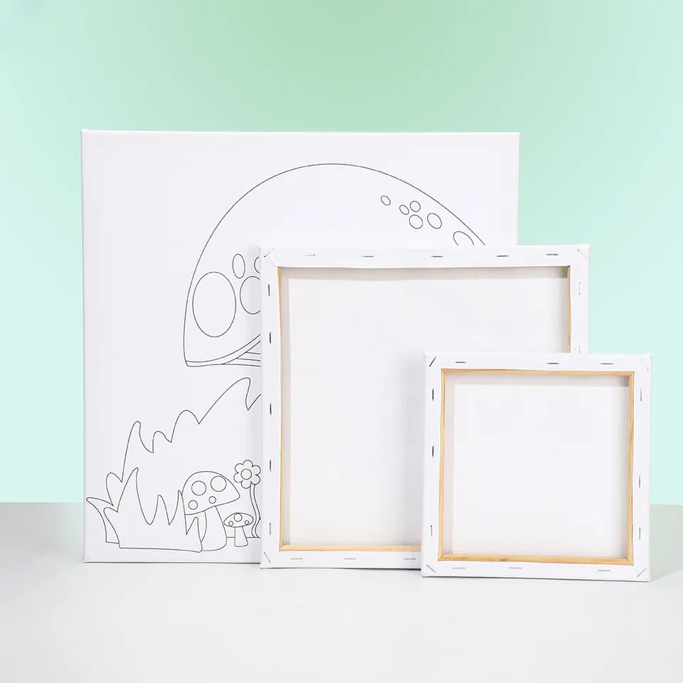 DIY Cotton White Stretched DIY Drawing Painting Canvas Frame For Kids