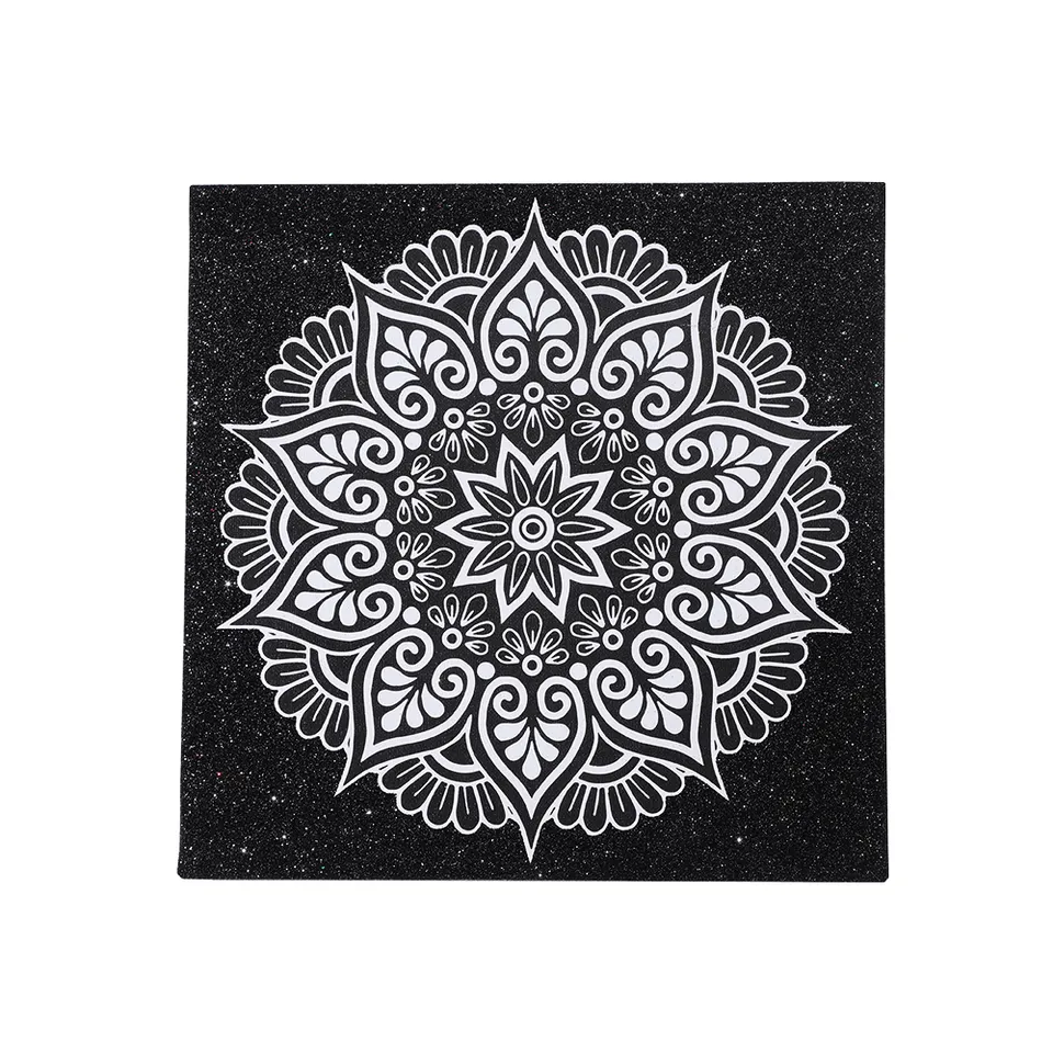 Customized DIY hand painted glitter black artist stretched oil painting canvas frame