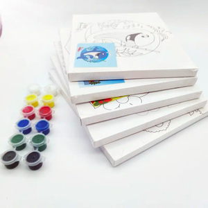 Wholesale DIY 20*20cm drawing hand painted art supplies stretched white blank cotton oil painting canvas frame For Kids