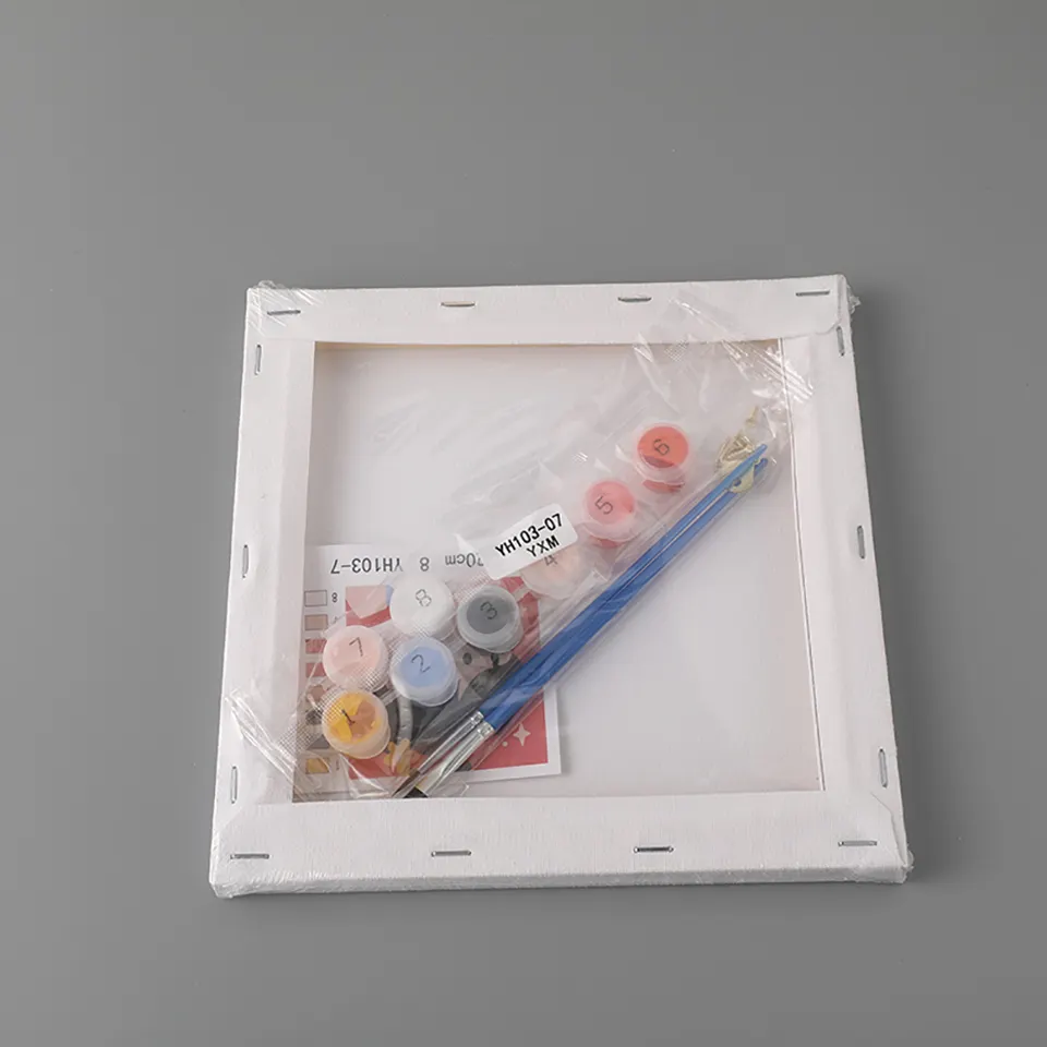 Private label hand painted cartoon cotton Square oil painting canvas frame for Children