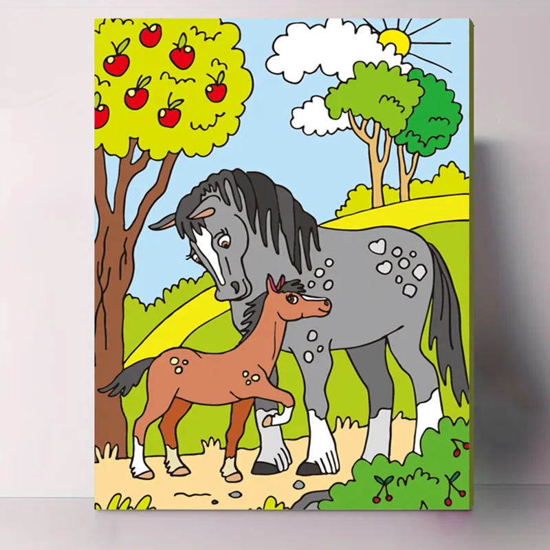 Customized DIY Diy oil painting cartoon Handpainted stretch cotton canvas wood frame