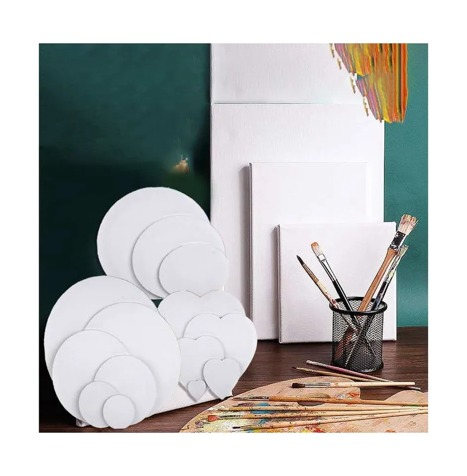 BYB factory supply custom size blank linen chemical fiber canvas with wood frame for painting