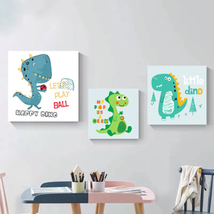 wholesale DIY oil painting cartoon dinosaur handpainted private label wood cotton canvas frame