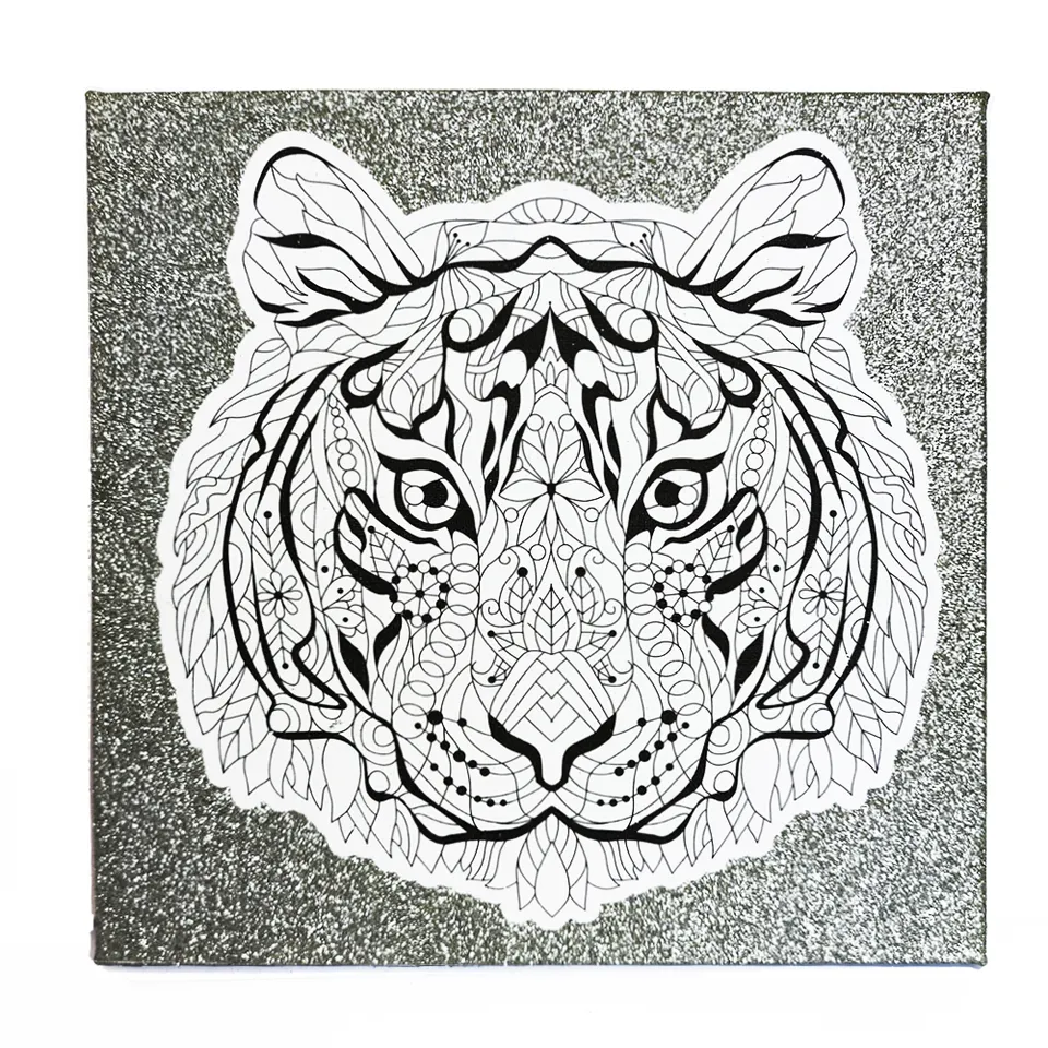 Customized DIY hand painted glitter black artist stretched oil painting canvas frame