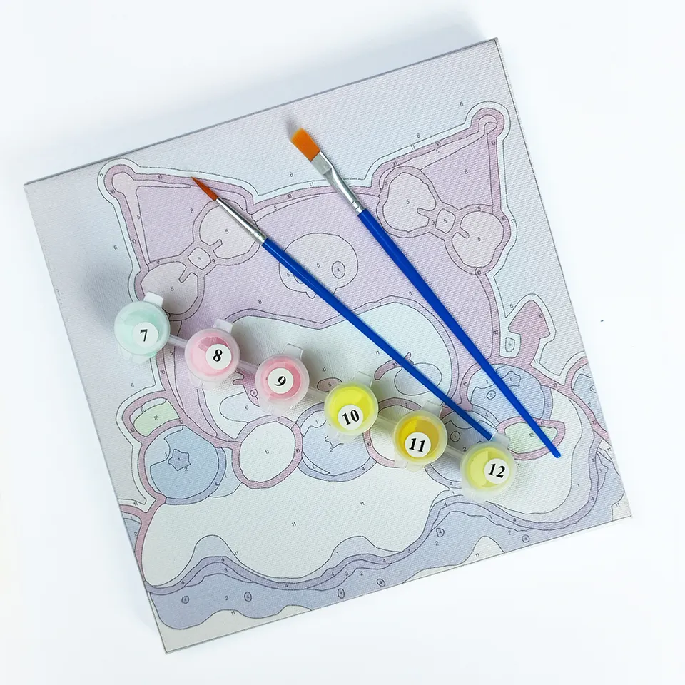 Private label hand painted cartoon cotton Square oil painting canvas frame for Children